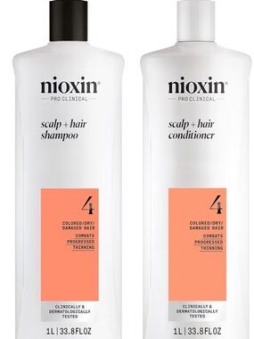 Nioxin Scalp + Hair Shampoo & Conditioner 4 Liter Duo — White with Peach Accent